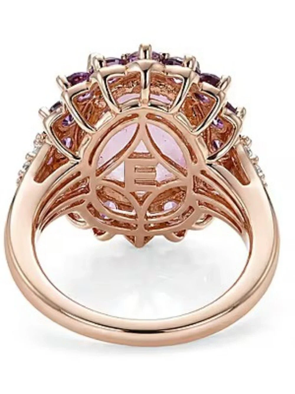 Breathtaking Kunzite With Halo Of Amethyst And White Zircon On The Shank